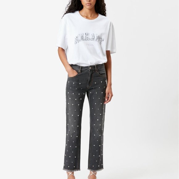 Isabel Marant Etoile Beaded Dulano Denim Trousers - Picture 1 of 12